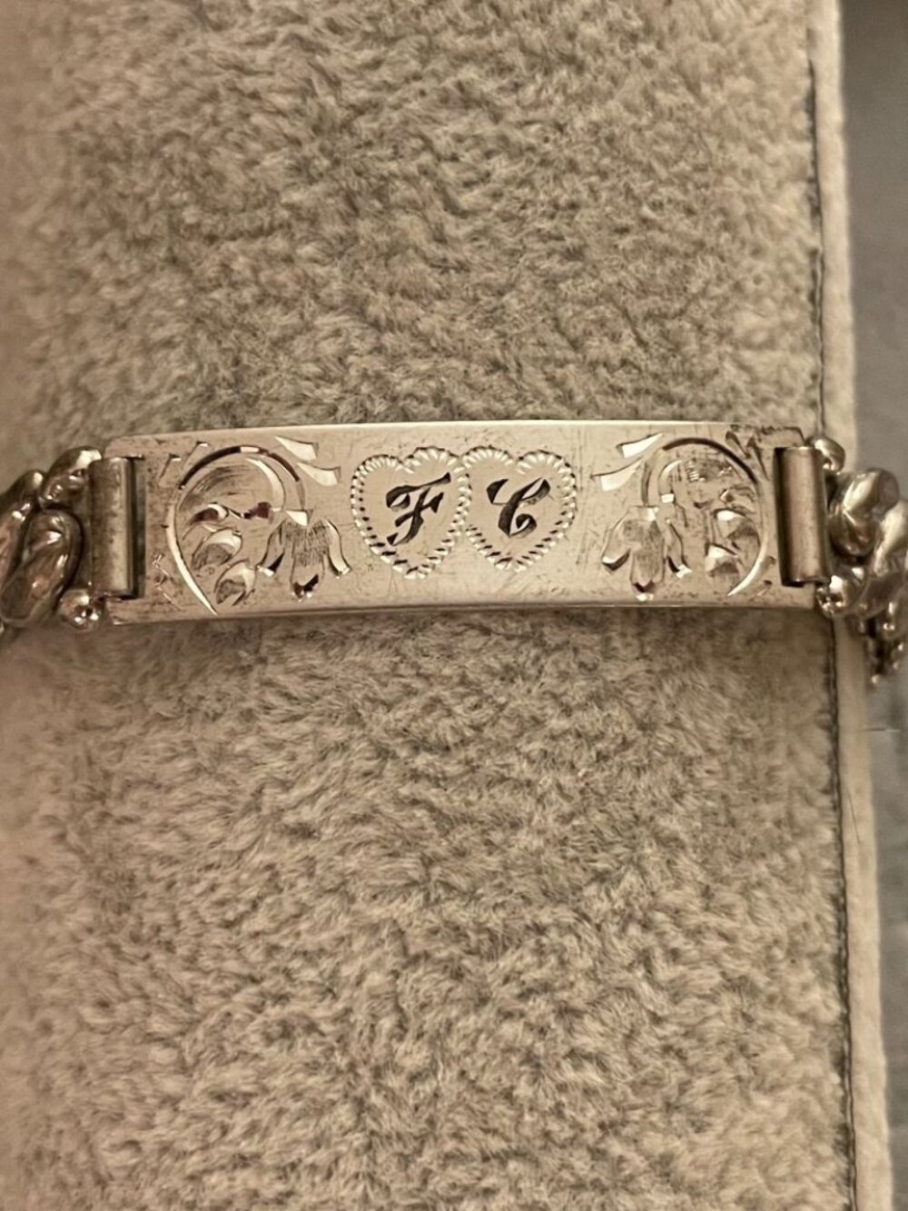 Vintage Sterling Silver Sweetheart Bracelet I.D. Engraved Heart Expanding Band